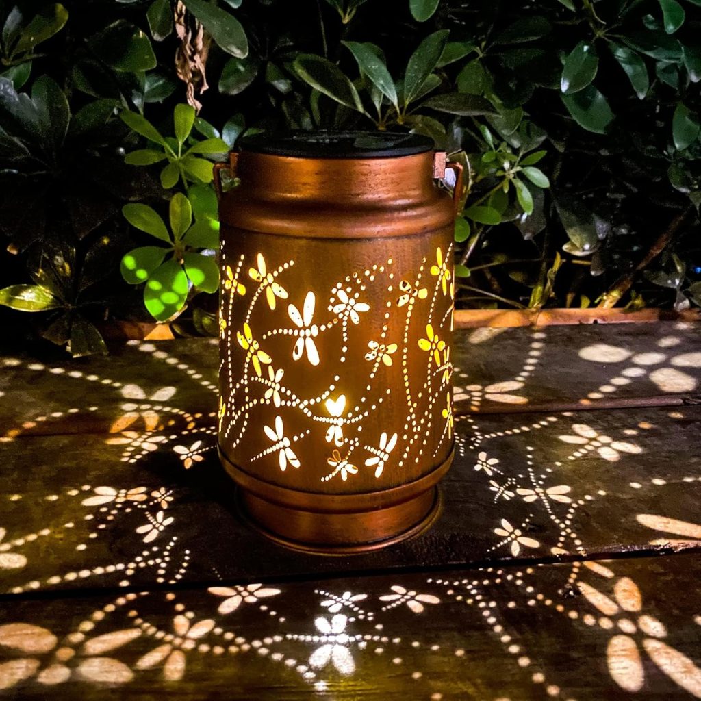 Solar Lanterns Outdoor Hanging Lantern Lights, Butterfly Hollowed-Out Metal Decor Lantern, Waterproof LED Decorative Garden Light - Delicate Garden Decoration for Patio, Yard, Pathway, Landscape