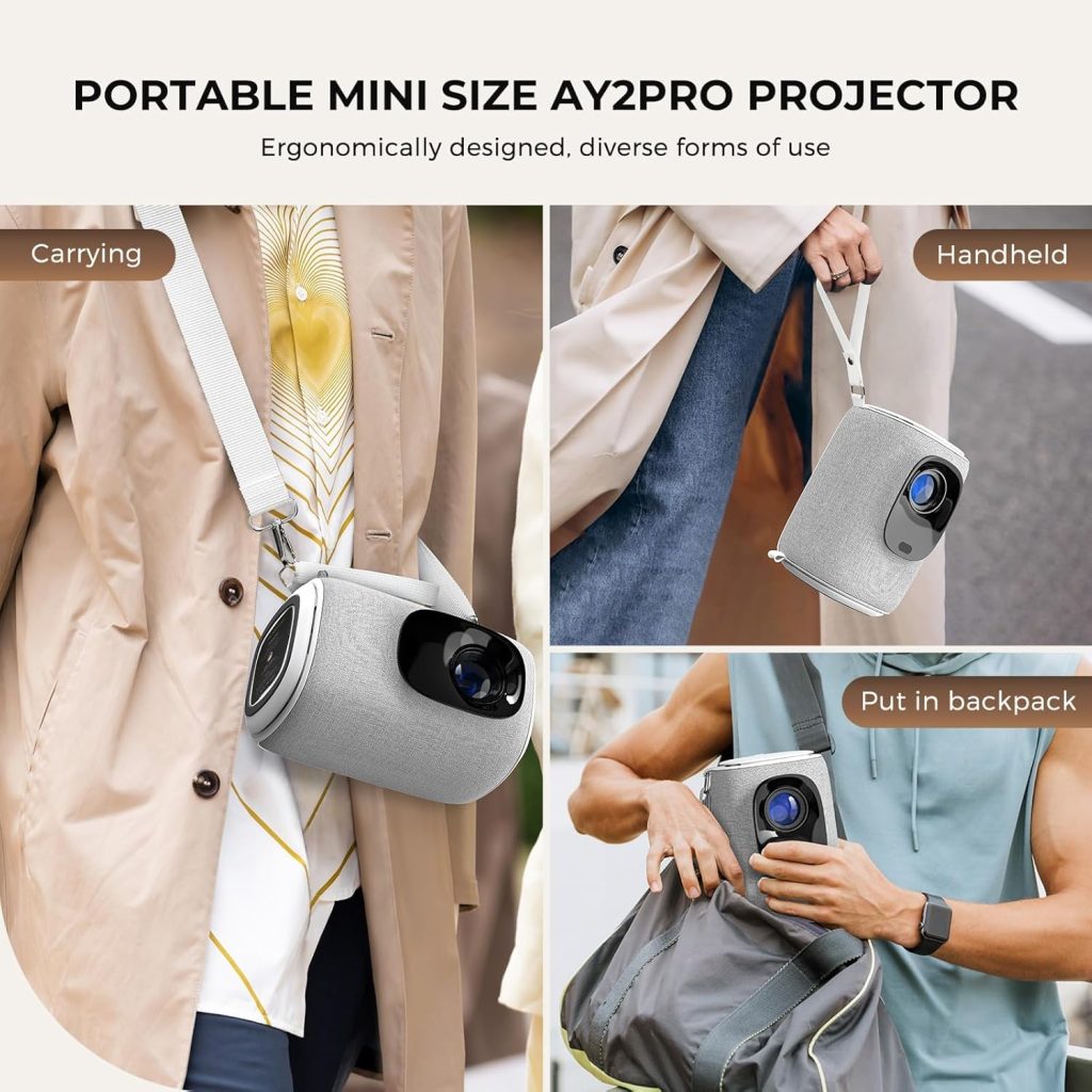 [Ultra Low Noise  Lens Cap-Dustproof] Mini Projector With WiFi And Bluetooth, ONOAYO GivingYou AY2Pro Portable Projector 550 ANSI, Electric Focus  Auto Keystone,Outdoor Projector For Phone/Laptop