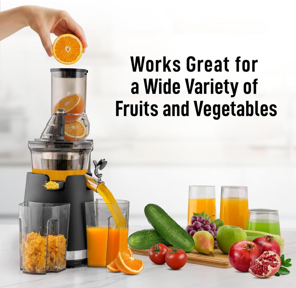 Zulay Fruit Press Machine - Masticating Juicer Machine with High Yield, Quiet Motor,  Reverse Function - Cold Press  Carrot Juicer with Wide Chute - Slow Juicer Machines for Fruits  Vegetables