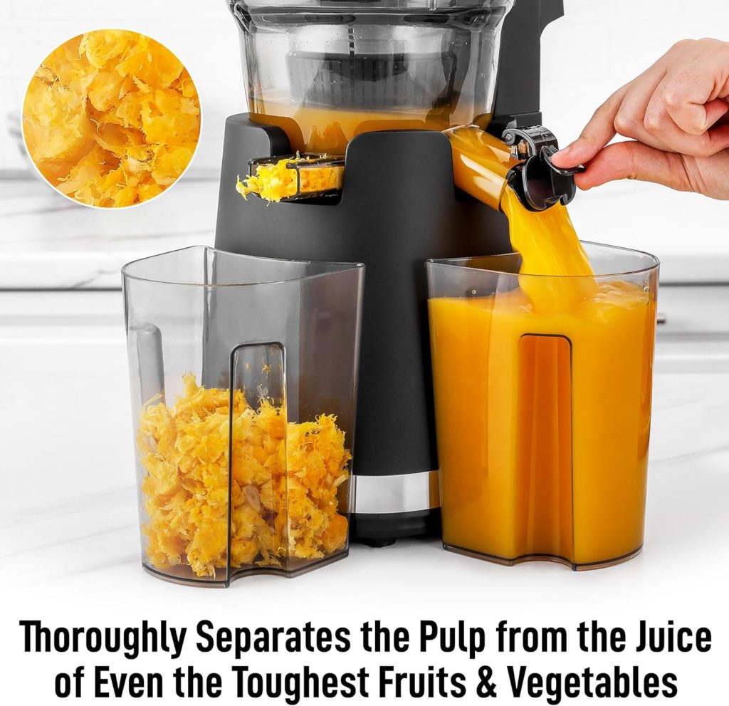 Zulay Fruit Press Machine - Masticating Juicer Machine with High Yield, Quiet Motor,  Reverse Function - Cold Press  Carrot Juicer with Wide Chute - Slow Juicer Machines for Fruits  Vegetables