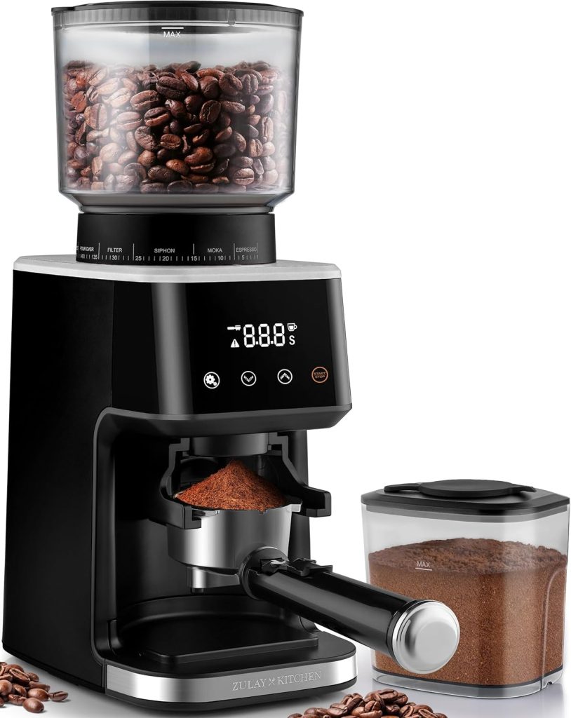 Zulay Kitchen Espresso Grinder - Burr Coffee Grinder Electric - Espresso Bean Grinder  Coffee Bean Grinder - Commercial Coffee Grinder Espresso - Burr Grinder Espresso Coffee Grinder - Black/Silver